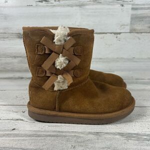 UGG Womens Koolaburra Victoria Short Soft Suede‎ Bow Ankle Boots Brown Size 1